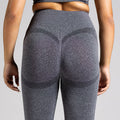 Seamless Yoga Leggings in Dunkelgrau; blickdichte nahtlose High-Waist-Leggings mit Mesh-Details für Yoga, Pilates und low-impact Training.