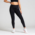 Soft Flow Yoga Leggings in Schwarz; nahtlose High Waist Sport-Leggings mit Mesh-Details für Yoga, Pilates und low-impact Training.